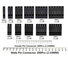 620Pcs Dupont Connector 2.54mm,Dupont Cable Jumper Wire Pin Header Housing Kit,Male Crimp Pins+Female Pin Connector