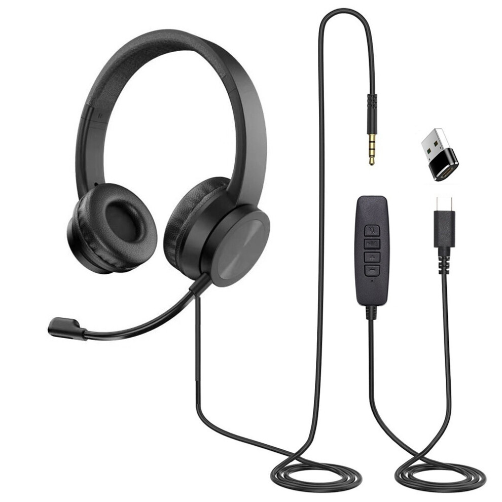 Usb Headset With Noise-Cancelling Microphone, 40Mm Drivers, Wideband Audio, Quiet Earmuffs, Adjustable Boom Mic For Call Center & Skype 4863233696787