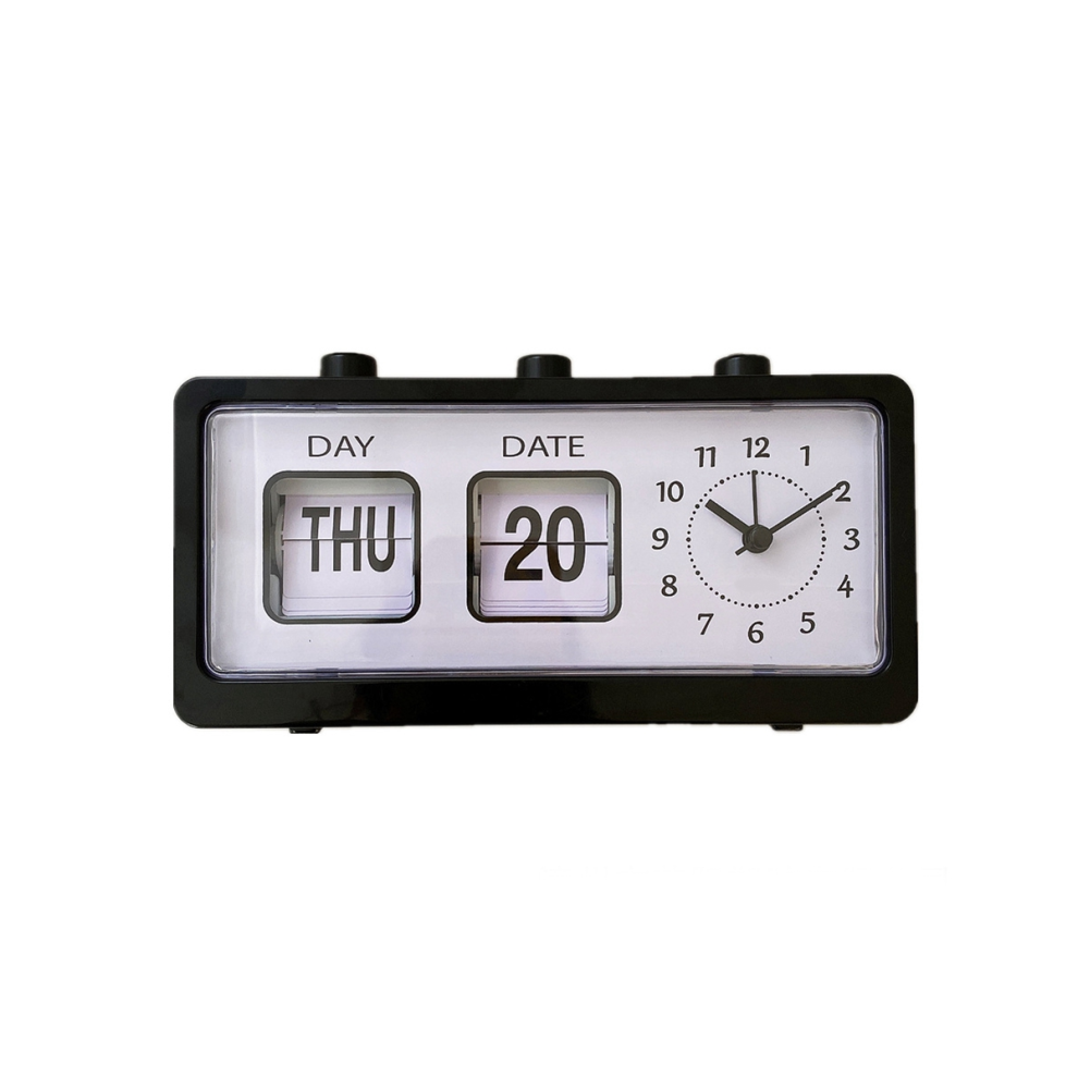 Jojomino Manual Page Turning Alarm Clock Digital Clock Square Versatile Alarm Clock Study Calendar Fashion Clock