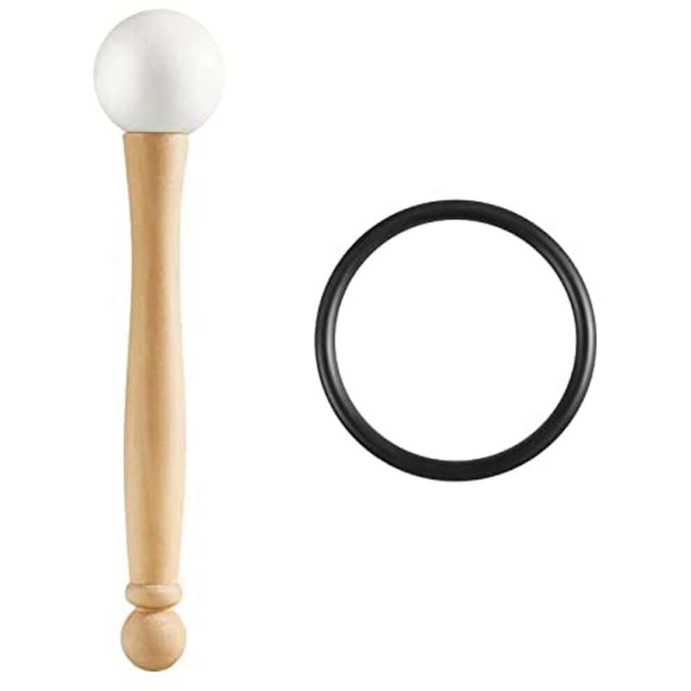 Singing Bowl Mallet&Rubber O Ring Singing Bowl Strikers with Wooden Handle Rubber Head for Playing Crystal Singing Bowl