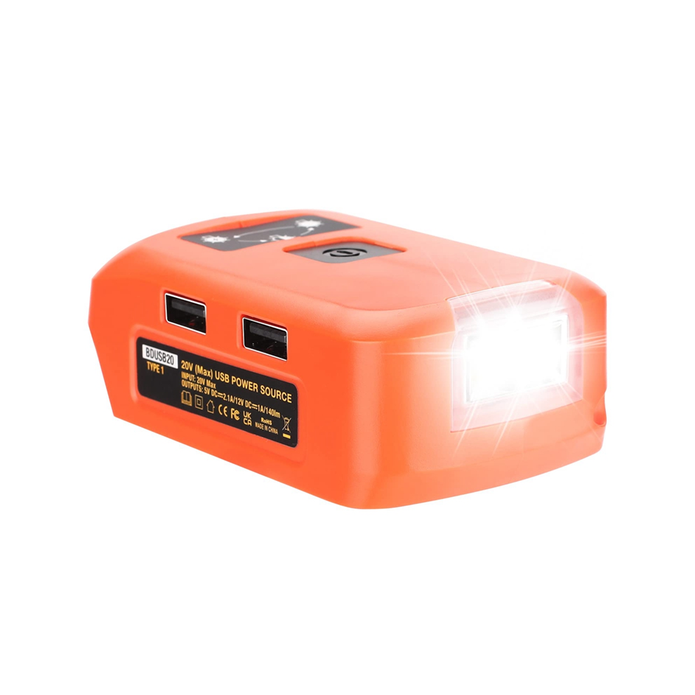 Battery Adapter For 20V Lithium Battery Usb Charger, Led Work With Dual Usb Charger And 12V Port Light 4863233608469