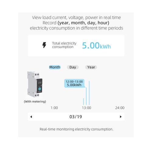 TUYA WIFI Smart Circuit Breaker with Metering 1P 40A DIN Rail for Smart Home Wireless APP Remote Control Switch