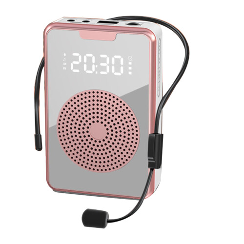 Wireless Voice Amplifier Bluetooth Microphone Speaker with Microphone Headset,For Tour Guide-Rose Gold