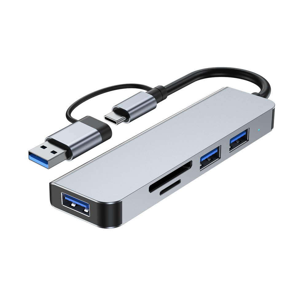 5 Ports 2-In-1 Usb 3.0 Hub Type-C Adapter Usb3.0+Usb2.0+Sd+Tf Multi-Port Usb Splitter Expander For Pc Computer 4863233605475