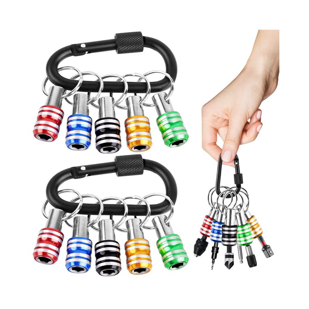 10PCS Hex Screwdriver Bits Holder Key Chain Extension Bar Portable Bit Holder for Electric Screwdrivers and Drills