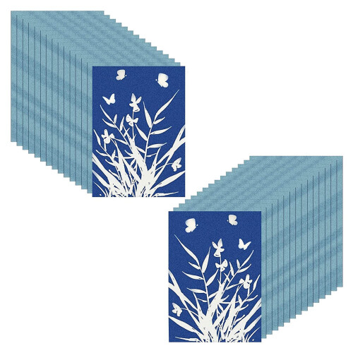 Cyanotype Paper, 30 Pcs A5 Sun Print Paper Kit, High Sensitivity Sun Print Nature Printing Paper Solar Drawing Pape