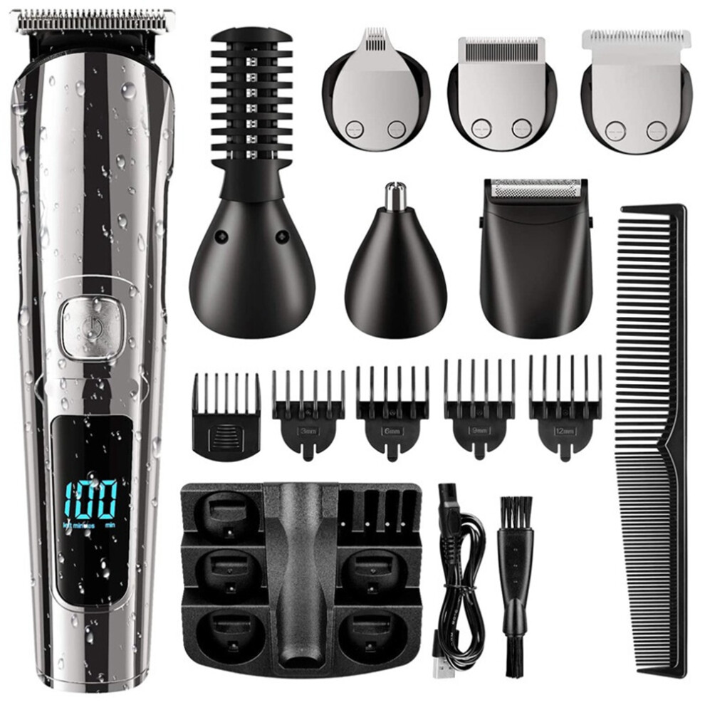 Jojomino Men's Beard Trimmer Cordless Hair Clipper Waterproof Body Nose Ear Facial Cutting Shaver Usb Rechargeable Led Display