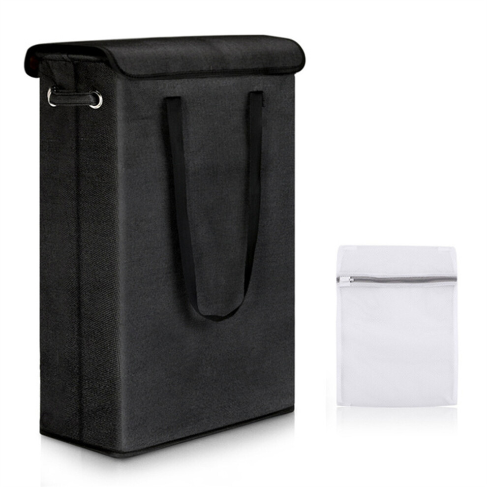 Folding Dirty Laundry Basket Foldable Basket Hamper Bin Bag Hamper with Lid Laundry Storage Baskets Washing Hamper Black