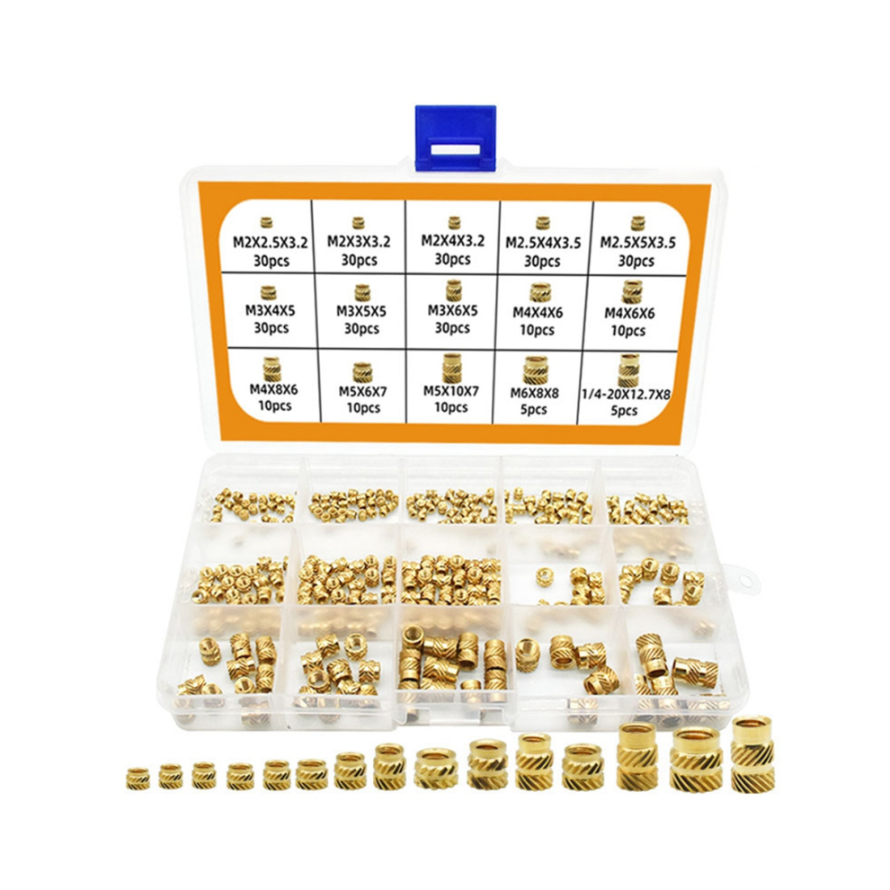 300Pcs M2 M3 M5 M6 Female Thread Knurled Nuts Brass Threaded Insert Embedment Nuts, Threaded For Injection Molding 4863233629259