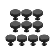 10 Pack Matte Black Knurled Cabinet Knobs Round Kitchen Cabinet Pulls for Drawer Dresser, Cupboard and Wardrobe