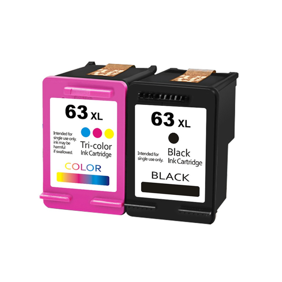 Portable Convenient Compatible with HP63 XL Ink Box HP2130 3630 Officejet4520 4650, Black Colorful Set A