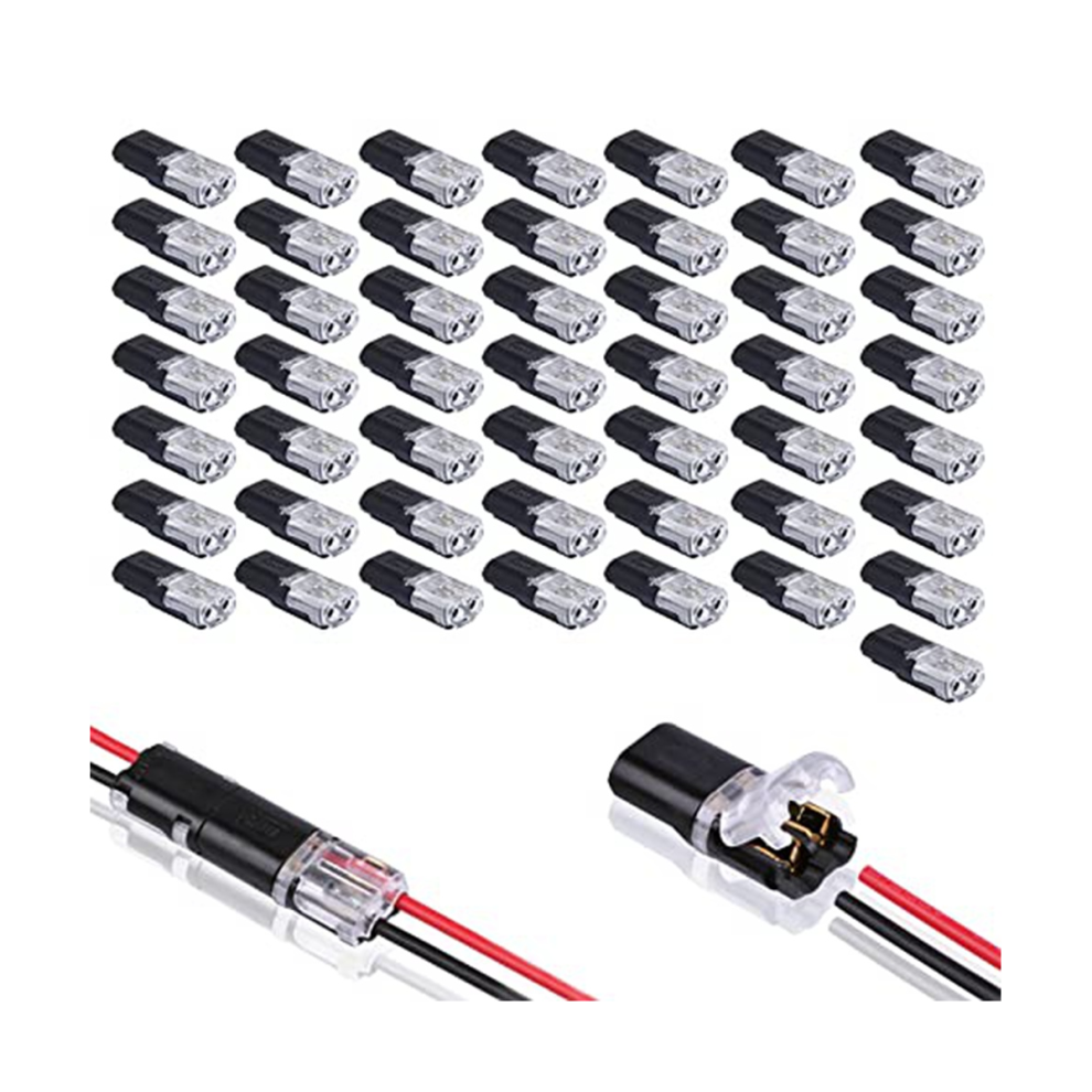 50Pcs Double-Wire Plug-In Connector With Locking Buckle,Pluggable Connectors 2 Pin 2 Way Universal Compact Wire Terminal 4863233631771