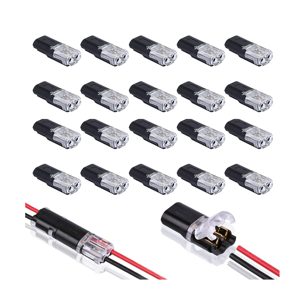 20Pcs Double-Wire Plug-In Connector With Locking Buckle,Pluggable Connectors 2 Pin 2 Way Universal Compact Wire Terminal 4863233631979