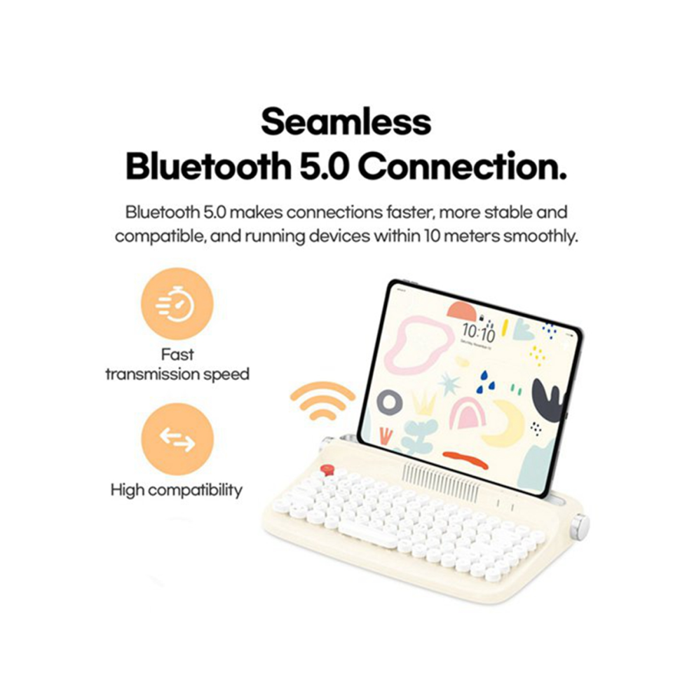 Bluetooth Wireless Keyboard Office Typewriter Mechanical Feel Tablet Universal Retro Round Keycap Notebook Keyboard,A 4863233634970