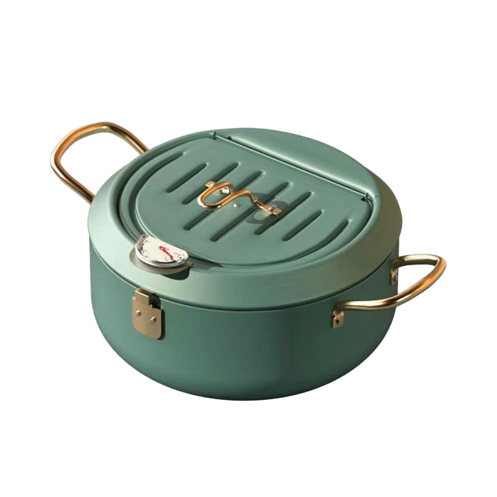 Kitchen Stainless Steel Deep Frying Pot Oil Fryer with A Thermometer and A Lid 304 Tempura Fryer Pan Fried Chicken Pot