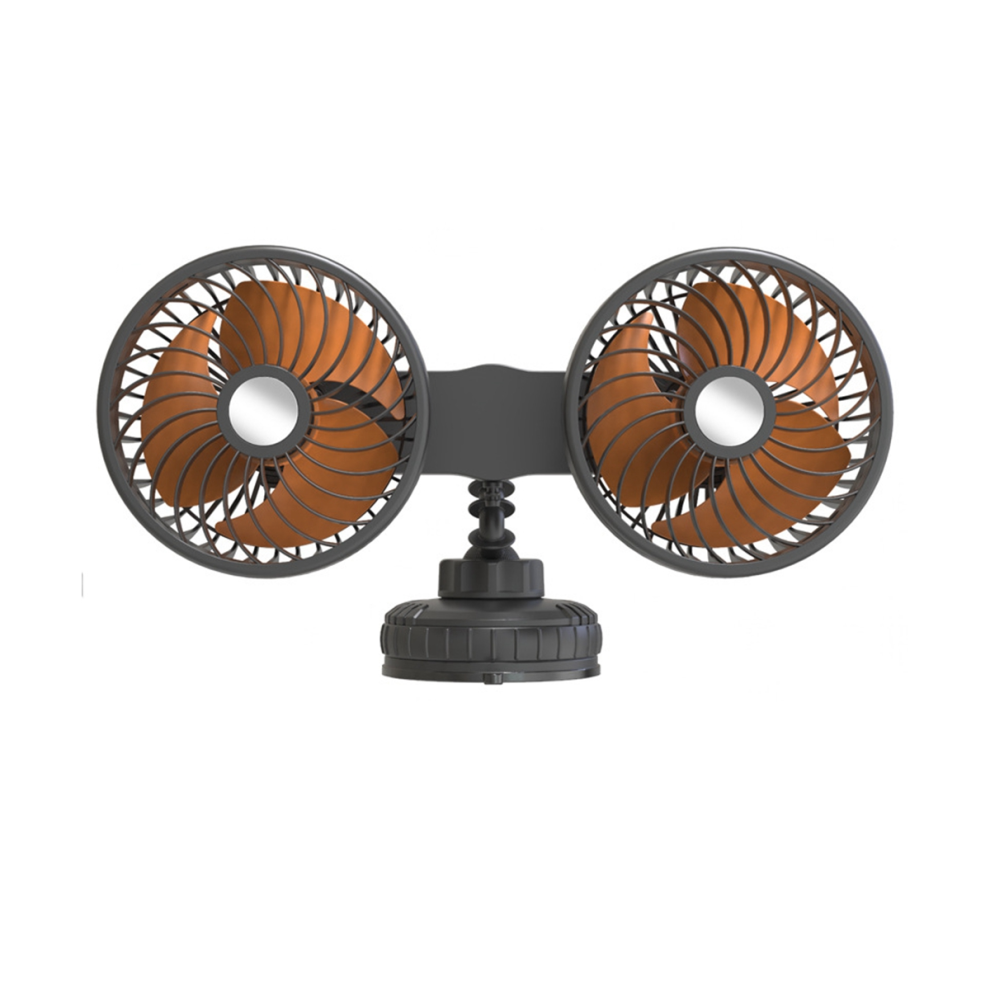 24V/12V Car Fan Cooling Circulator 360 Degree-Rotation Mini Dual Head Usb Charging Electric Car Fans 3 Speeds Adjustable 4863233637285