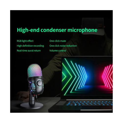 USB Condenser Microphone with Noise Cancellation USB Gaming Microphone for Pc Computer Laptop Video Singing Recording 2