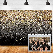 Gold Bokeh Photography Backdrop  5 X 7ft Black And Gold Backdrop  Photography Background Cloth  Gold Glitter Backdrop For Wedding Family Birthday Part