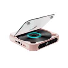 Portable CD Player Bluetooth Speaker,LED Screen, Stereo Player, Wall Mountable CD Music Player with FM Radio-Pink