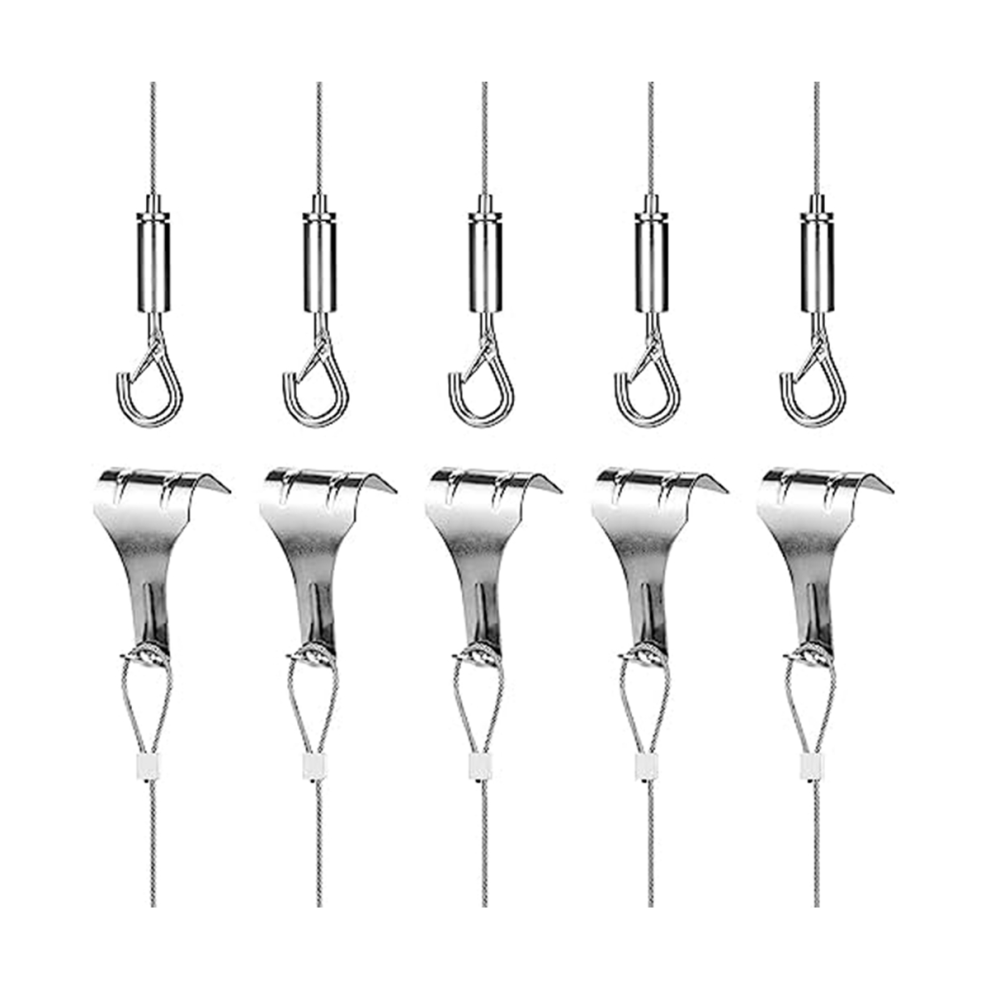 5Pcs Picture Hanging Wire Kit, 2M X ?1.5Mm Stainless Steel With Wire Adjustable Hook And Rail Moulding Hook A 4863233644252