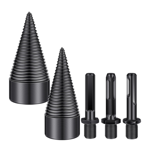 5 Pcs Firewood Log Splitter Drill Bit,Removable Splitter Drill Bits, Screw Cones Kindling Splitter, Splitting Drill Bit 1