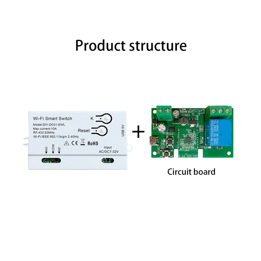 Wifi Smart Switch Diy Timer 1Ch 7-32V Rf433 2.4G Wifi Smartlife Home Automation Module For Alexa Google Home 4851714886000