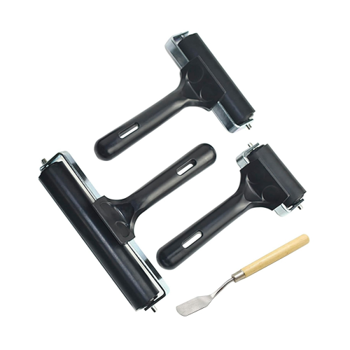 3 PCS for Crafts,Printmaking Brayers,Hard Rubber Roller Brayers with 1Pcs Painting Scraper 1