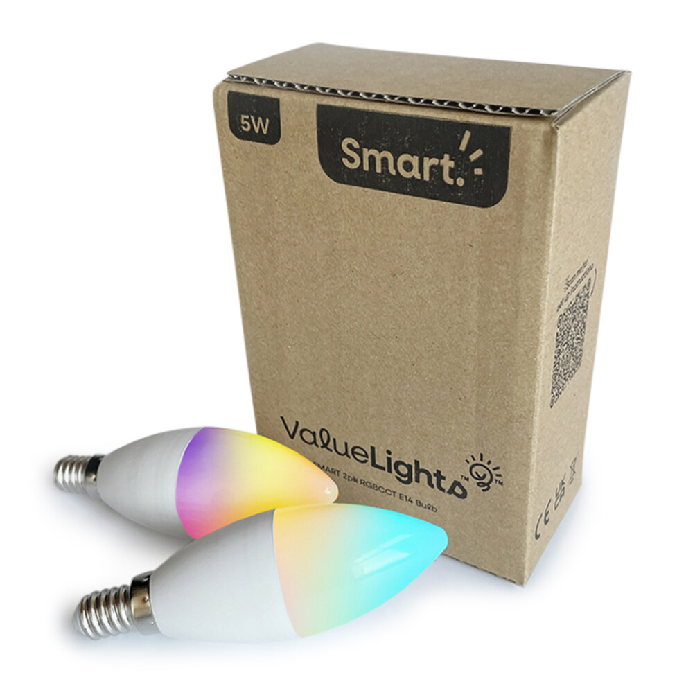 2 Pack Smart LED Light Bulbs With App Voice Control Colour Changing SES E14