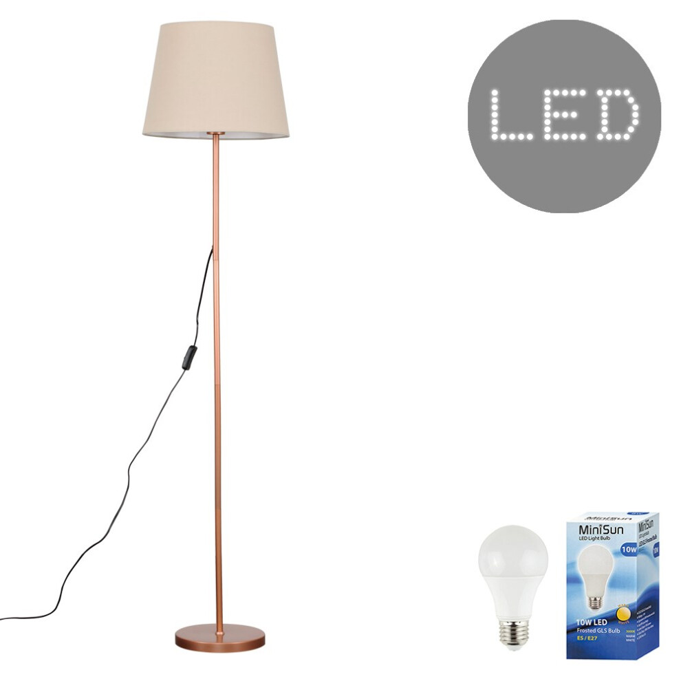 Charlie Copper FL + 1x Aspen Beige + 1x E27 10W Bulb