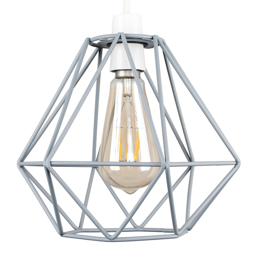 Diablo Grey Wire Pendant Shade + 1x 4W B22 Bulb