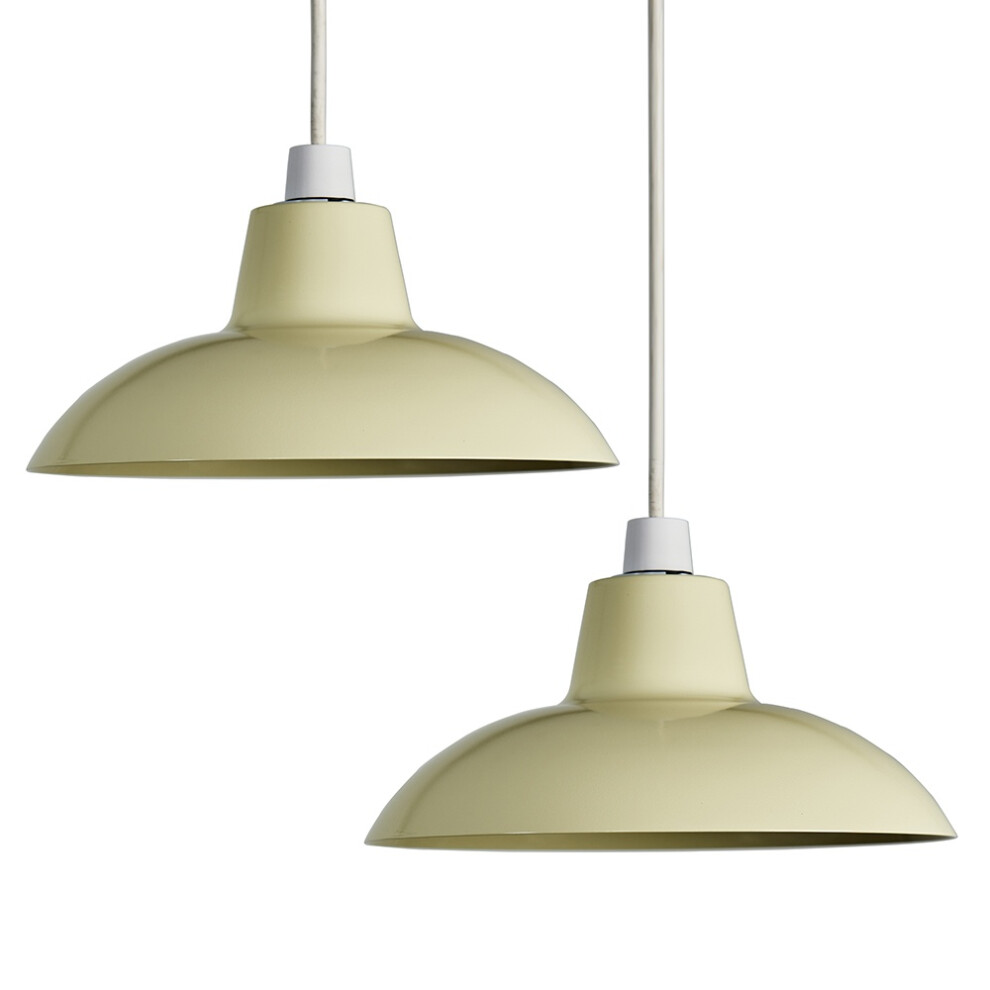 Pair of Civic Cream Ceiling Pendant Shades with 10w LED Bulbs