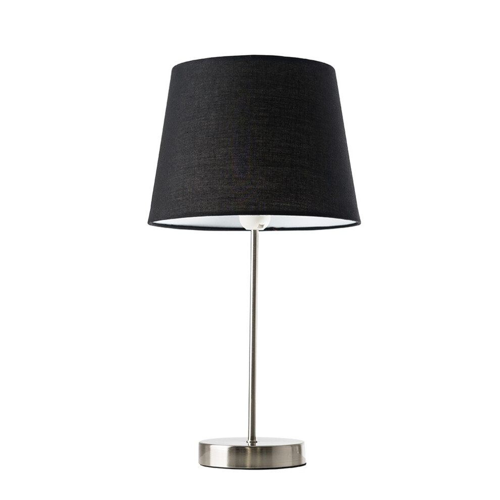 Charlie Silver Table Lamp Small Black Tapered Shade