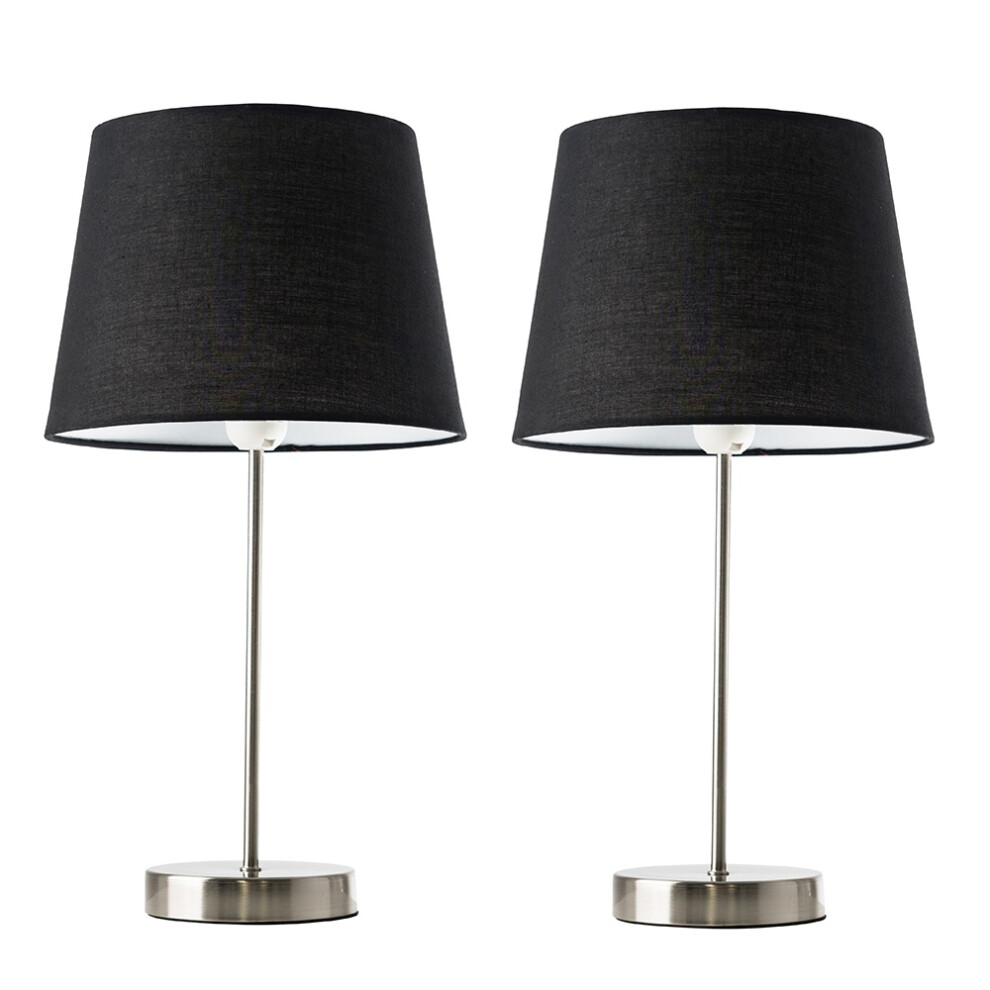 Charlie Silver Table Lamp Black Shade