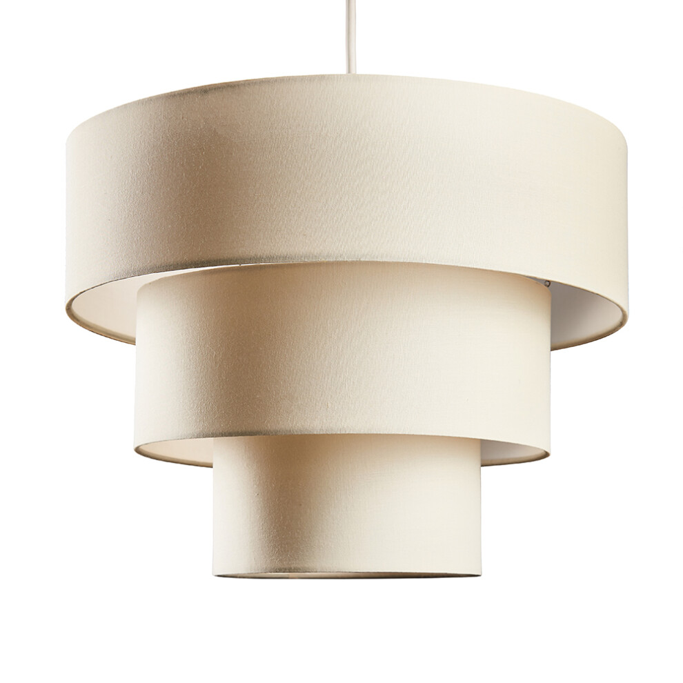 Vermont Three Tier Cream Ceiling Pendant Shade with Warm White LED Bulb