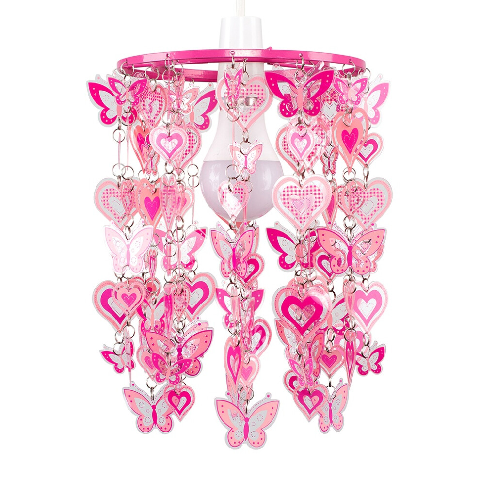 Hearts And Butterflies Pendant + 1x 10W B22 Bulb