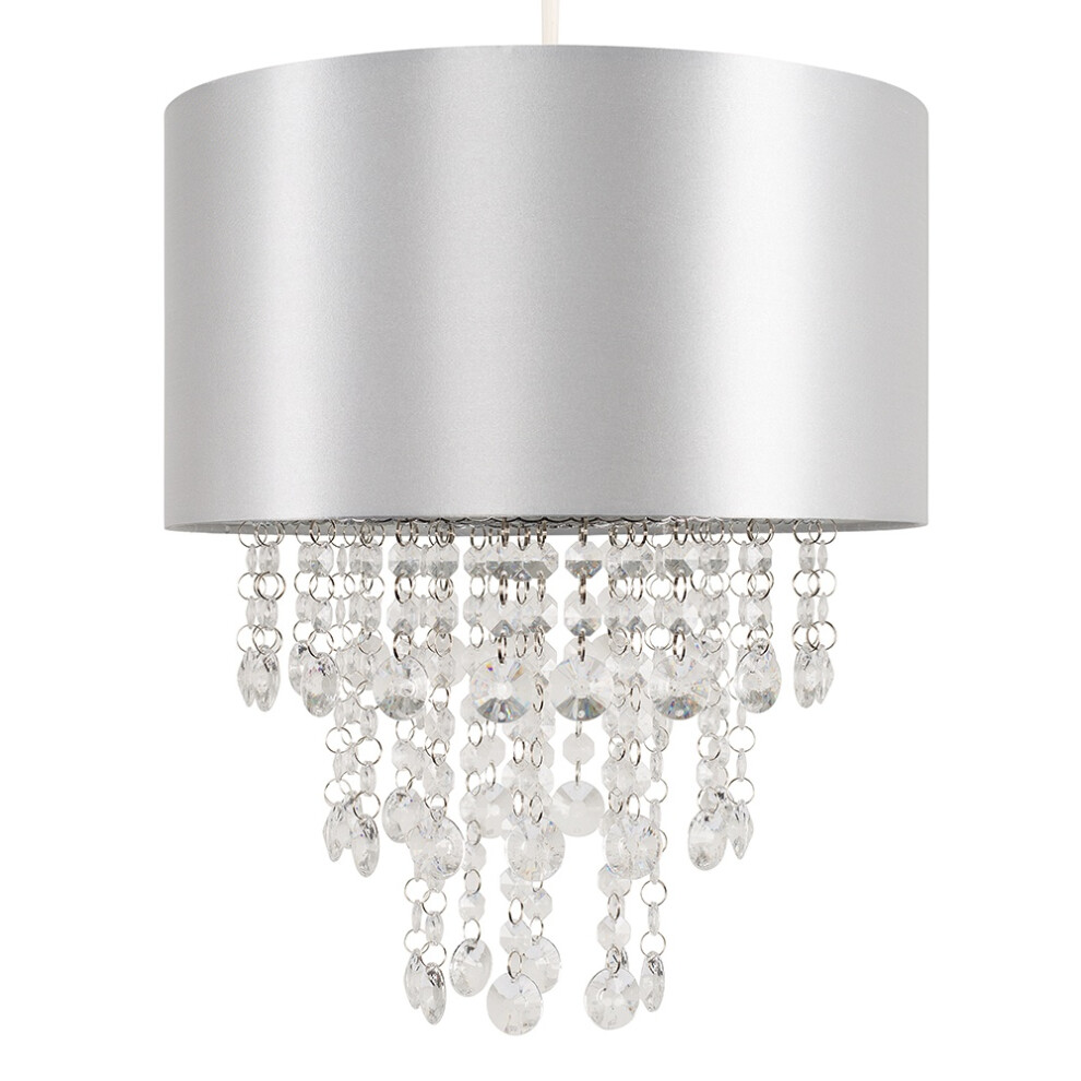 Jesmond Grey Pendant Shade with Clear Droplets + 1x 10W B22 Bulb