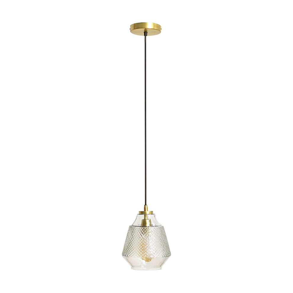 Aurelian Modern Vintage Brass & Black Pendant with Glass Shade + E27 4W LED Filament Shaped Bulb