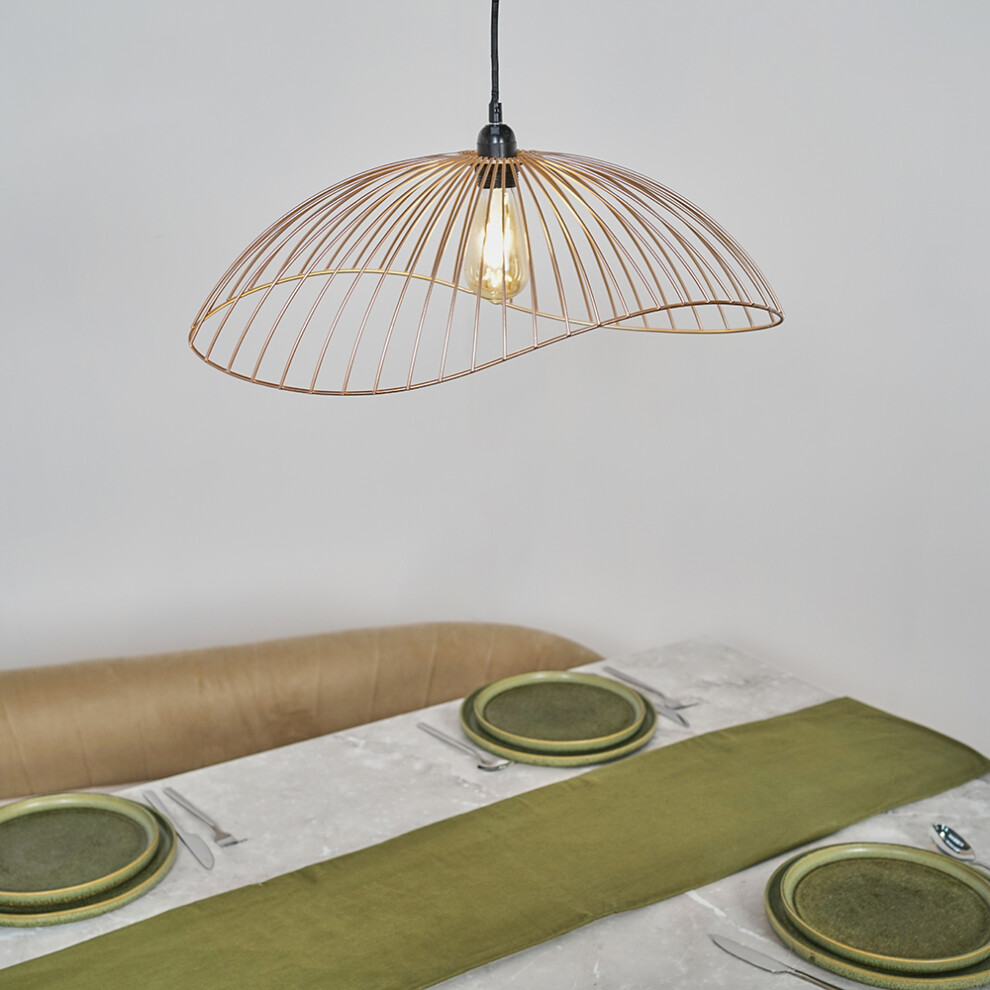 Covelas Copper Wavy Wire Pendant Shade + B22 4W LED filament Bulb