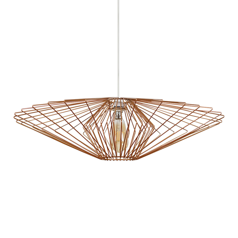 Sinat XL Copper Wire Frame Non electric Pendant Shade + E27 4W LED Filament Pear Shaped Bulb