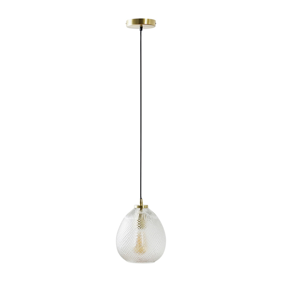 Aurelian Modern Vintage Brass & Black Pendant with Glass Shade + E27 4W LED Filament Shaped Bulb