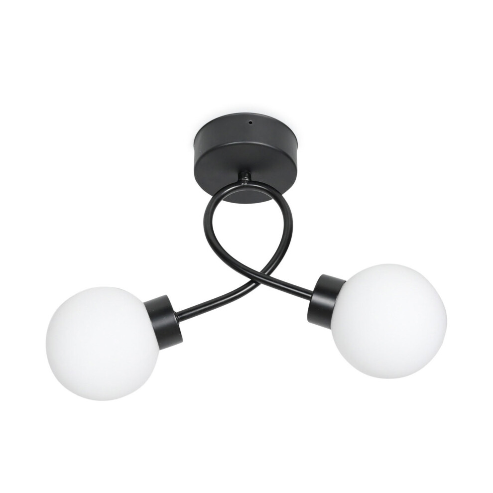 Orbital Black Bathroom Ceiling Light Opal Glass Shade