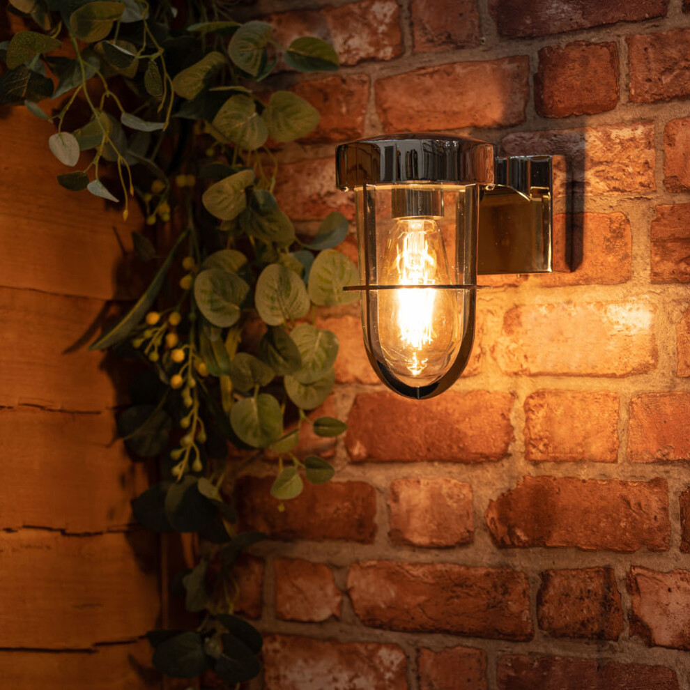 ValueLights Fanar Polished Chrome Industrial Bathroom Wall Light