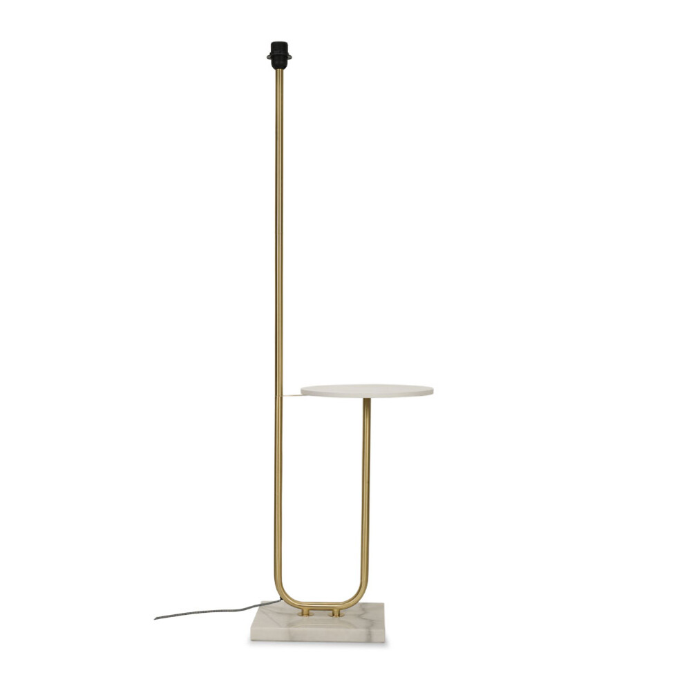 Tavel Gold & Marble Floor Lamp Base With Built In Side Table