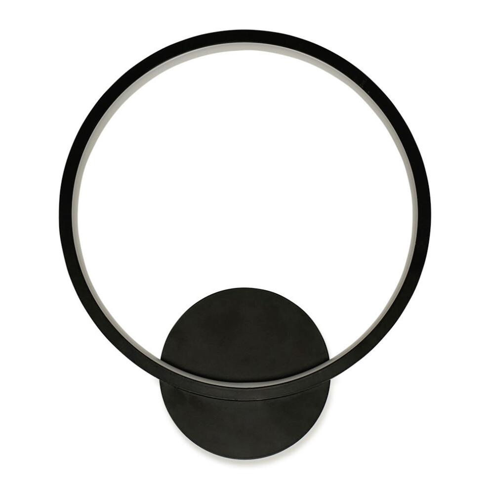 Infinity IP44 Matt Black Circle Integrated LED Wall Light In Warm White