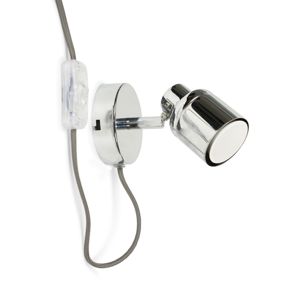 Benton Silver IP44 Wall Light With Cable Plug