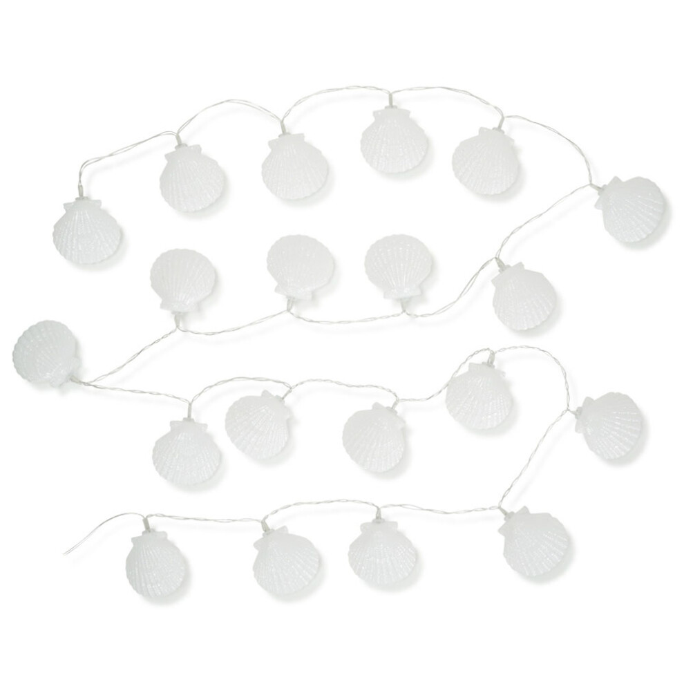 Set of 20 - White Seashell Solar String Lights Outdoor Garden Solar Powered Fairy Lights