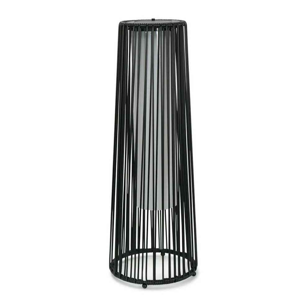 Large Black Rattan Solar Garden Outdoor Floor Lamp