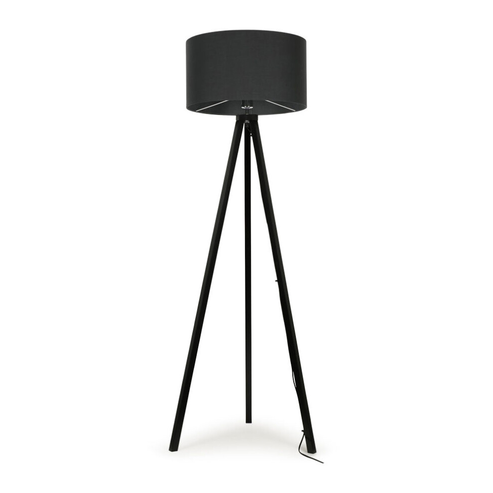 Barbro Black Tripod Floor Lamp Large Charcoal Shade