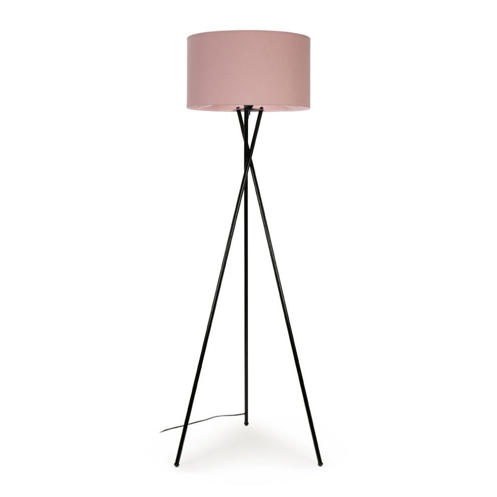 Camden Black Floor Lamp Large Pink Shade