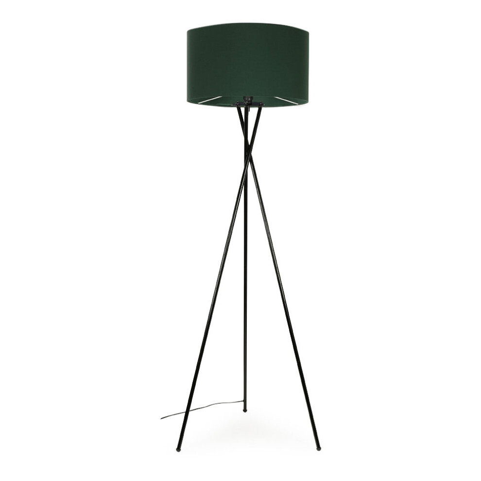 Camden Black Floor Lamp Large Green Shade